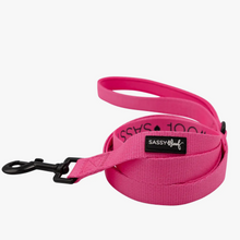 Load image into Gallery viewer, Neon Pink Dog Fabric Leash by Sassy Woof