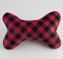 Load image into Gallery viewer, Buffalo Check with Antlers Plush Squeaker Bone Toy