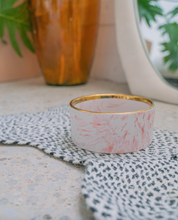 Load image into Gallery viewer, Blush Pink Marble Dog Bowl with Gold Accent