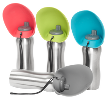 Load image into Gallery viewer, Stainless Travel Bottle with Silicone Flip Up Bowl, 24oz / 700mL, 3 Colors Available