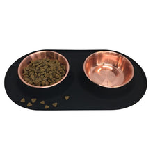 Load image into Gallery viewer, Double Silicone Feeder with Special Edition Copper Colored Bowls, Medium, 1.5 Cups Per Bowl