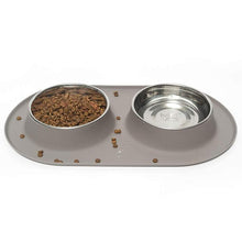 Load image into Gallery viewer, Copy of Double Silicone Feeder with Stainless Bowls, Medium, 1.5 Cups Per Bowl, 4 Colors Available