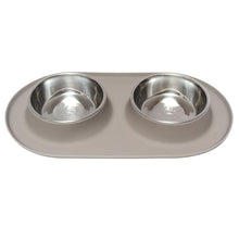 Load image into Gallery viewer, Double Silicone Feeder with Stainless Bowls, Large, 3 Cups Per Bowl, 4 Colors Available
