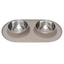 Load image into Gallery viewer, Double Silicone Feeder with Stainless Bowls, Large, 3 Cups Per Bowl, 4 Colors Available
