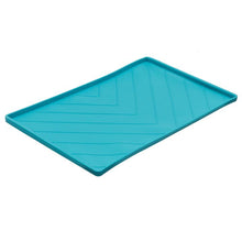 Load image into Gallery viewer, Silicone Non-Slip Dog Bowl Mat with Raised Edge and Two Sides Reinforced with Metal Rods, Large, 24" x 16", 3 Available Colors