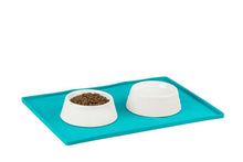 Load image into Gallery viewer, Silicone Non-Slip Dog Bowl Mat with Raised Edge and Two Sides Reinforced with Metal Rods, Large, 24" x 16", 3 Available Colors