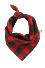 Load image into Gallery viewer, Red & Black Plaid Bandana by Puppy Riot