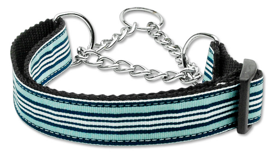 Blue & White Stripe Martingale Collar