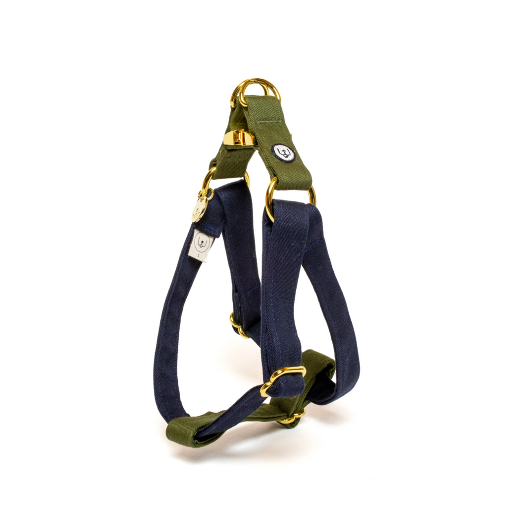 Navy Olive Step-In Harness by Eat Play Wag