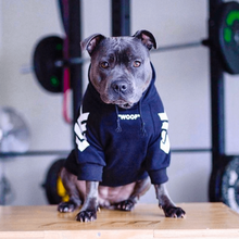 Load image into Gallery viewer, "WOOF" Dog Hoodie - Black & Reflective by Spark Paws