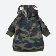 Load image into Gallery viewer, Green Camo Shark Monster Hoodie by Spark Paws