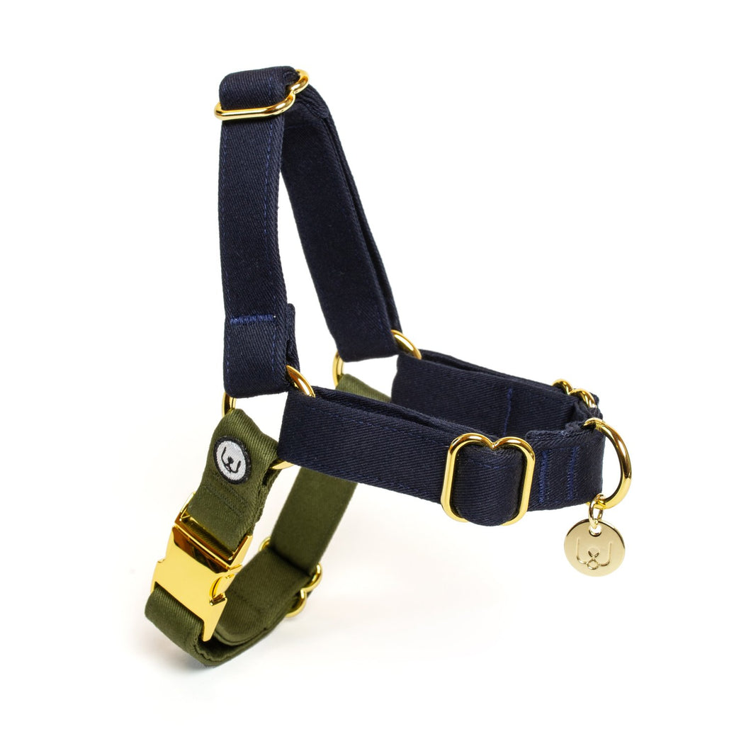 Navy-Olive No-Pull Harness by Eat Play Wag