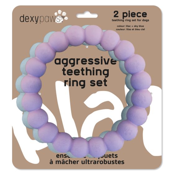 Dexypaws 2 Piece Aggressive Teething Ring Set