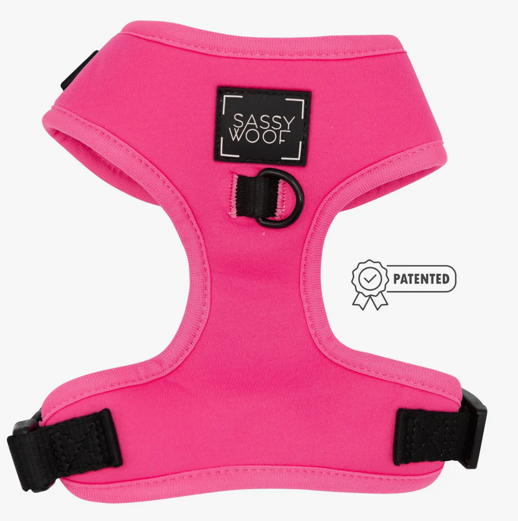 Dog Adjustable Harness - Neon Pink by Sassy Woof