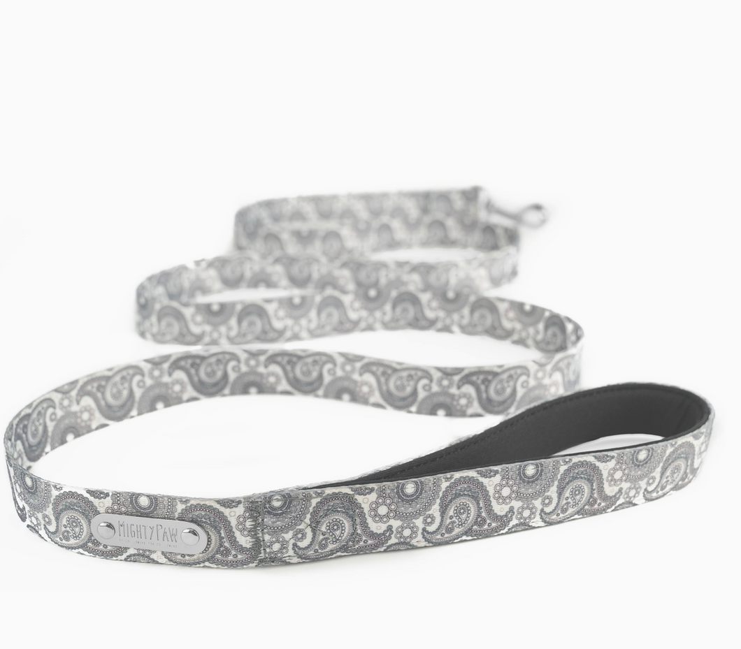 6' Designer Dog Leash (Grey Paisley)