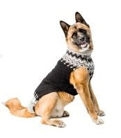 Chilly Dog Sweaters – Cable Knit Wool - Black Ski