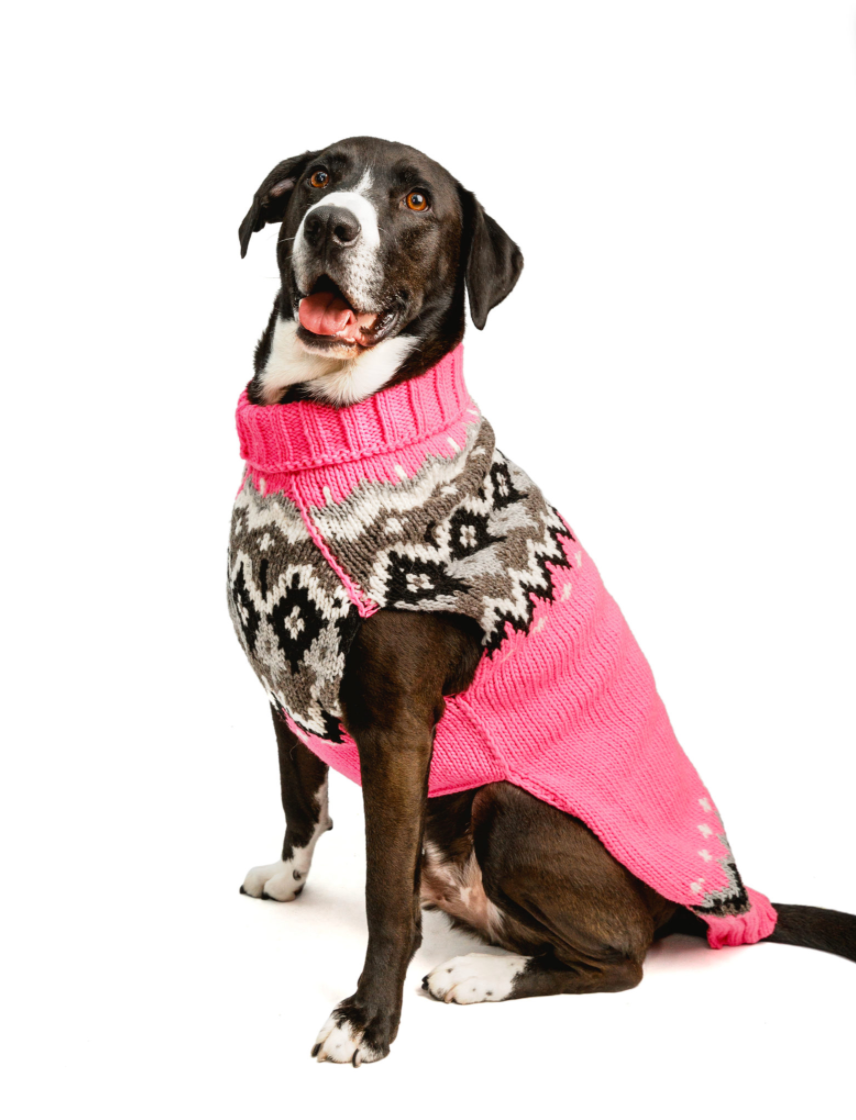 Chilly Dog Sweaters – Bubblegum Pink Fairisle