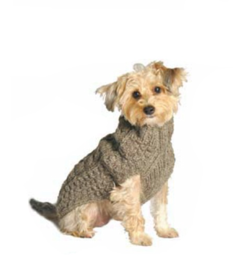 Chilly Dog Sweaters – Cable Knit Wool - Grey