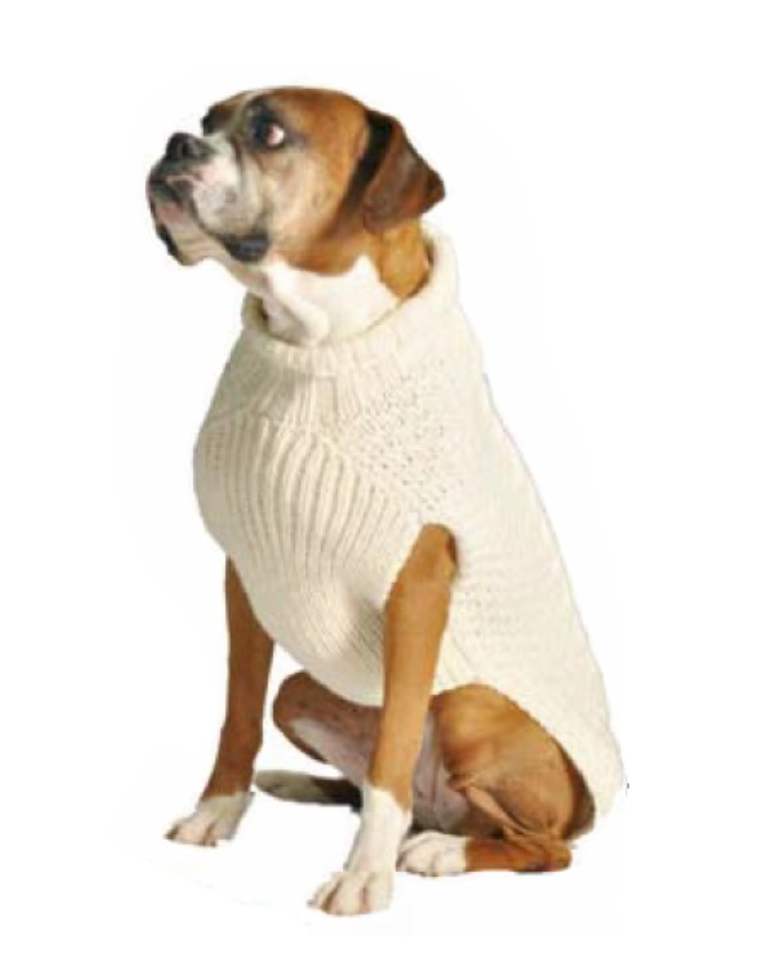 Chilly Dog Sweaters Cable Knit Wool Natural Cream The Social Pup