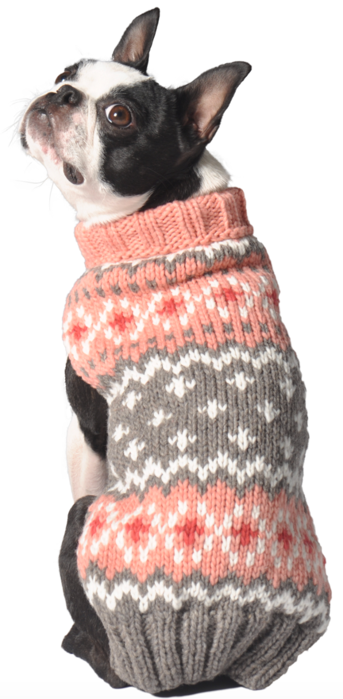 Chilly Dog Sweaters – Peach Fairisle