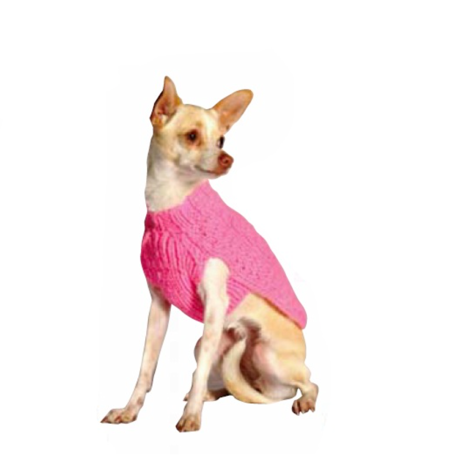 Chilly Dog Sweaters – Pink Cable