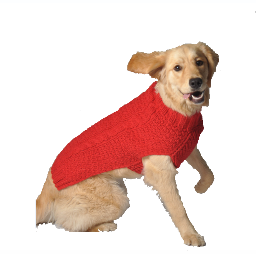 Chilly Dog Sweaters – Cable Knit Wool - Red
