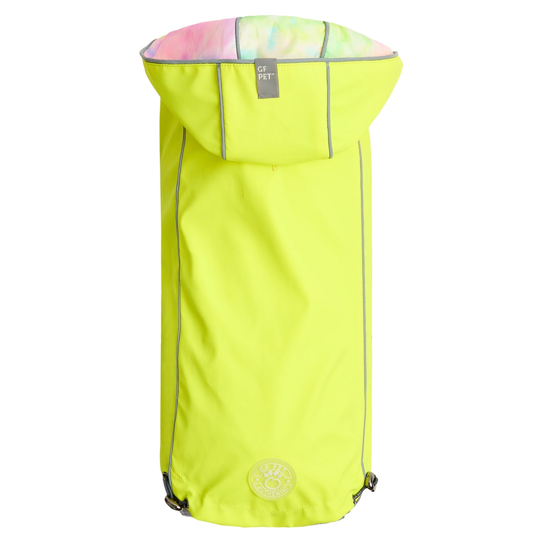 GF Pet Reversible Raincoat - Neon Yellow/Tie-Dye