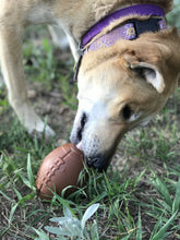 Load image into Gallery viewer, MKB FOOTBALL DURABLE RUBBER CHEW TOY AND TREAT DISPENSER - LARGE – BROWN
