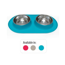 Load image into Gallery viewer, Copy of Double Silicone Feeder with Stainless Bowls, Medium, 1.5 Cups Per Bowl, 4 Colors Available
