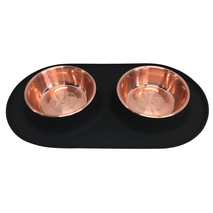 Double Silicone Feeder with Special Edition Copper Colored Bowls, Large, 3 Cups Per Bowl