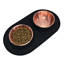 Load image into Gallery viewer, Double Silicone Feeder with Special Edition Copper Colored Bowls, Large, 3 Cups Per Bowl
