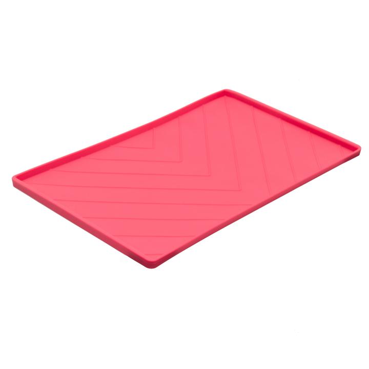 Silicone Non-Slip Dog Bowl Mat with Raised Edge and Two Sides Reinforced with Metal Rods, Medium, 20
