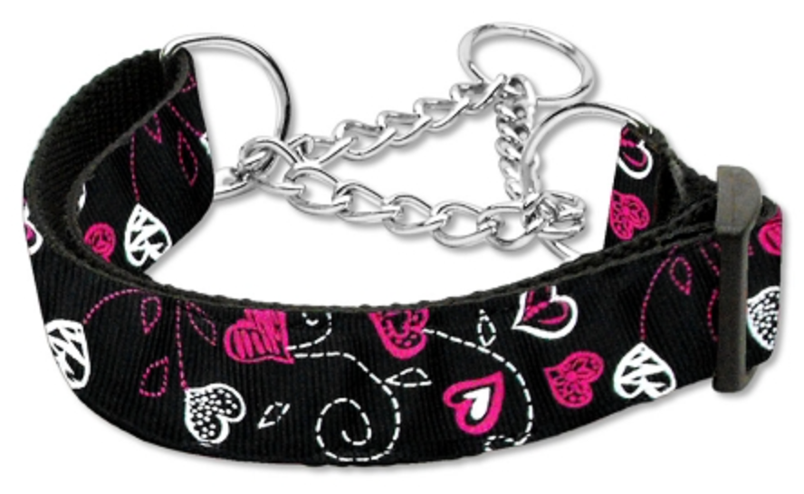 Black with Hearts Martingale Collar