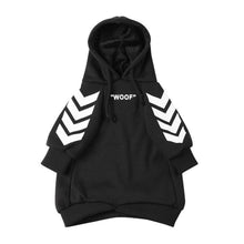 Load image into Gallery viewer, &quot;WOOF&quot; Dog Hoodie - Black &amp; Reflective by Spark Paws
