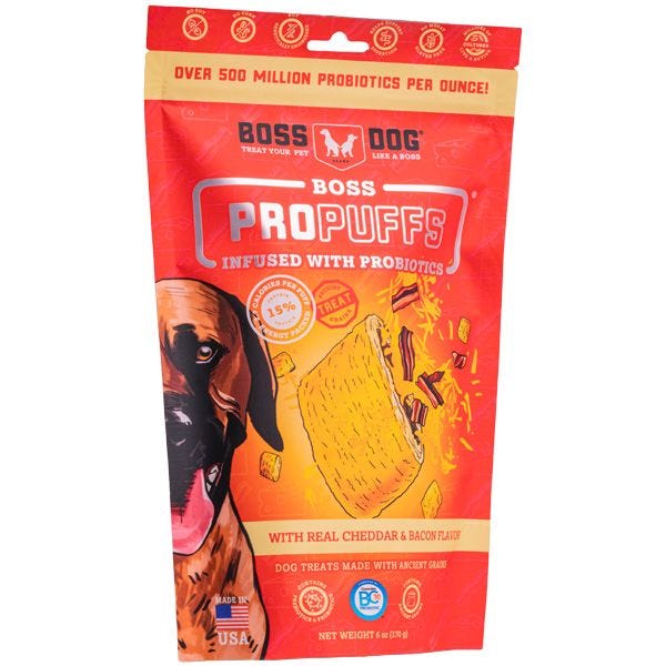 Boss Dog Boss Propuffs for Dogs - Cheddar and Bacon Flavor 6oz