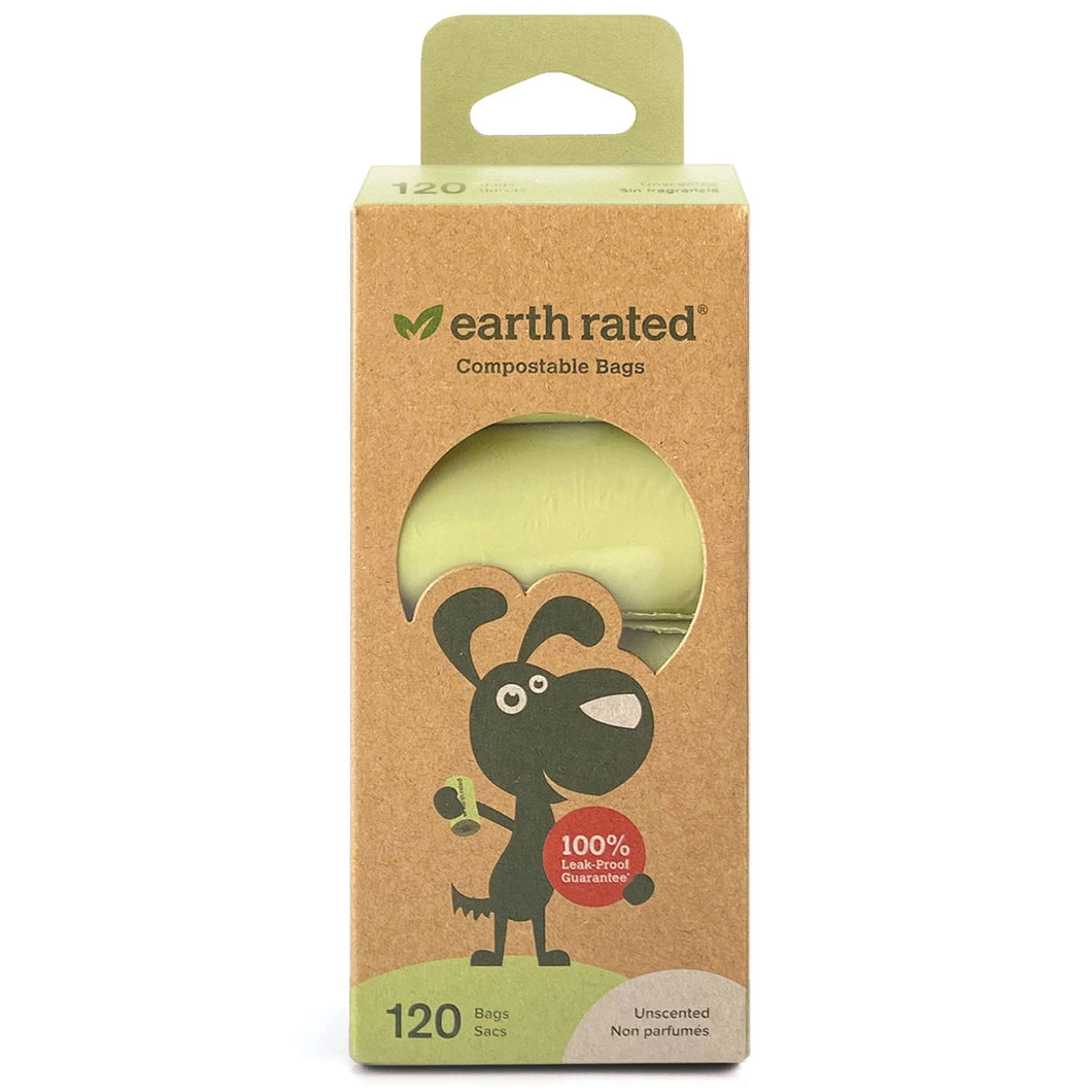 120 Certified Compostable Bags on 8 Refill Rolls by Earth Rated