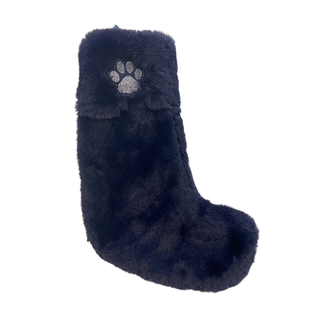 Luxury Faux Fur Stocking - Dog Paw Print